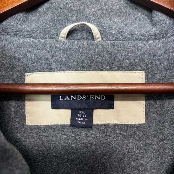 Lands End Winter Coat Beige Full Zip Grandpa Outdoor Long Sleeve Casual Mens XXL - Picture 3 of 6